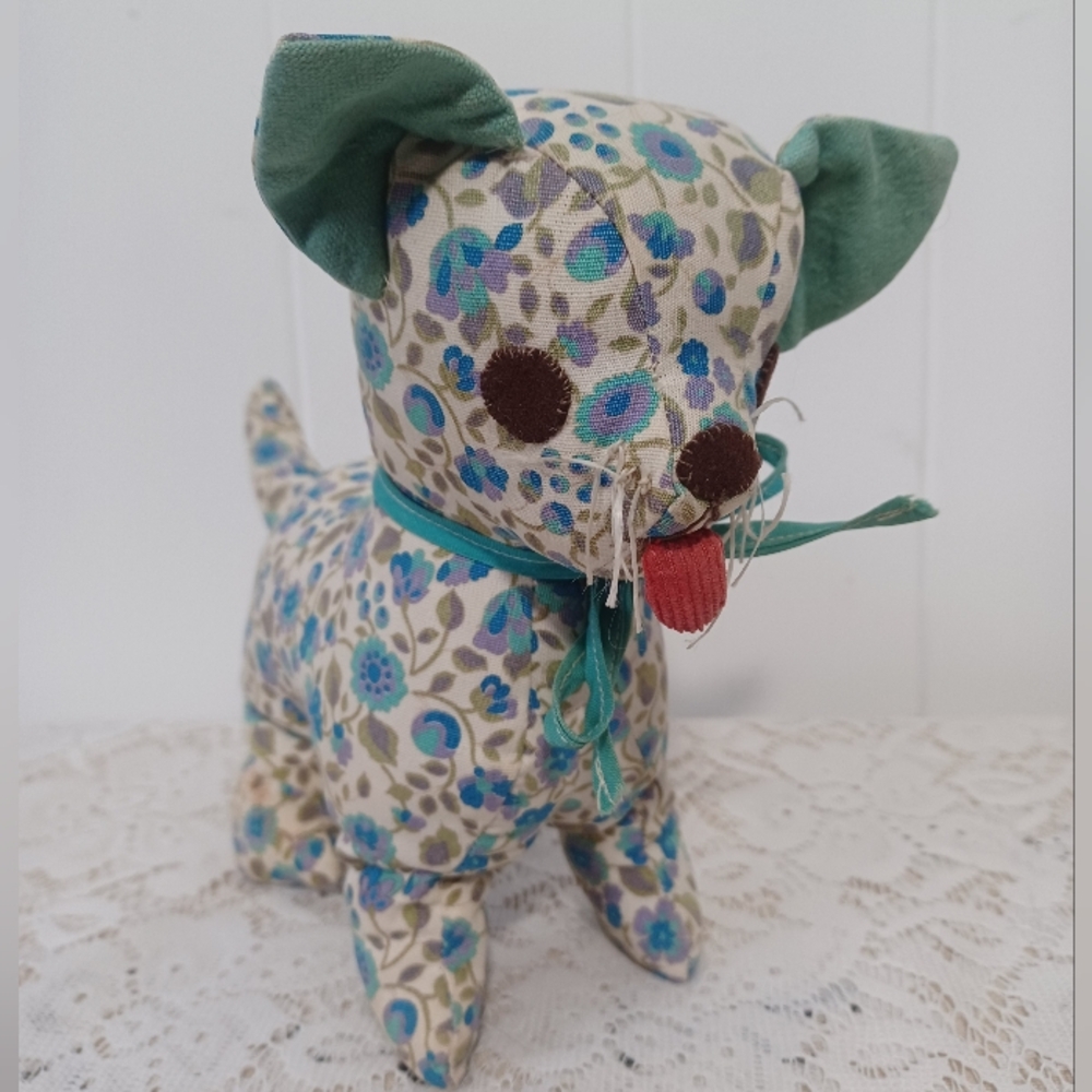 Floral Blue & Green Fabric Dog Accent Pillow - Home Accents